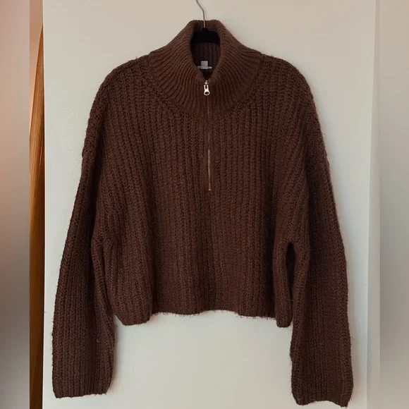 Garage Chocolate Brown Half-Zip Sweater - Picture 1 of 4